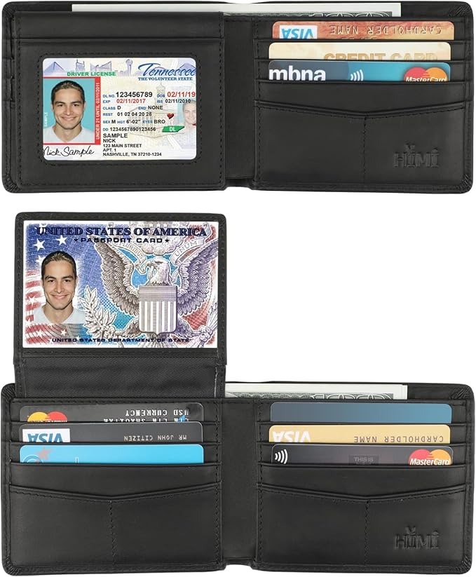 HIMI Wallet for Men-Genuine Leather RFID Blocking Bifold Stylish Wallet With 2 ID Window by WelcometoHIMI