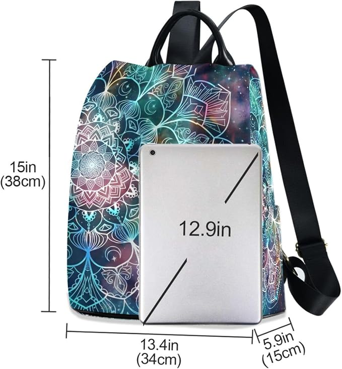 ALAZA Galaxy Colorful Mandala Backpack Purse for Women Anti Theft Fashion Back Pack Shoulder Bag - Image 3