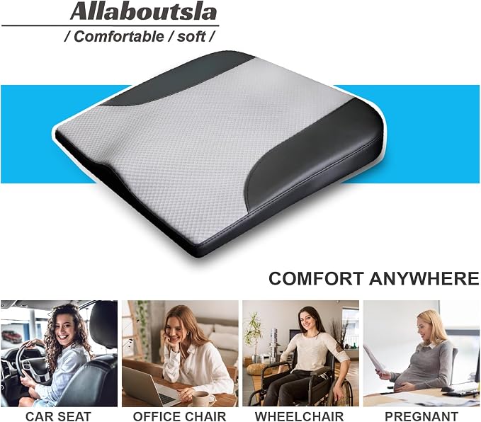 Allaboutsla Car Seat Cushion, Car Seat Cushions for Long Driving | Comfortable Memory Foam Driver Seat Cushion, Automotive Seat Cushions, Butt Pillow for Car,Truck, Office Chair, B&G - Image 8