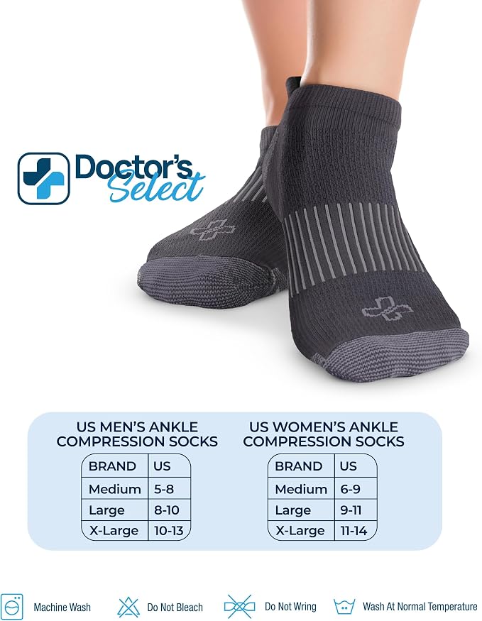 Doctor's Select Copper Ankle Compression Socks for Women and Men - 4 Pairs | Athletic Running Plantar Fasciitis Socks - Image 5