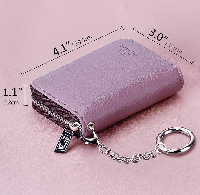FurArt Zipper Wallet Women RFID Credit Card Holder keychain Wallet | ID Window RFID Blocking Compact Small business 15/16 slots - Image 4