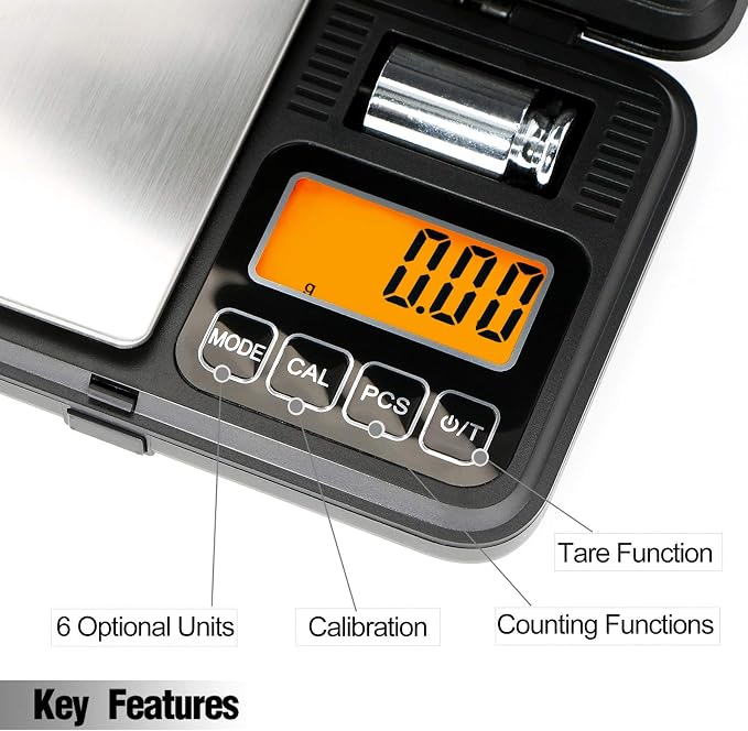 Fuzion Digital Pocket Gram Scale 200g/0.01g with 50g Calibration Weight | Easy Calibration, Tare and PCS, Mini Scale Grams Ounces Grains for Jewelry, Coins, Powder, Herbs, Spices (Battery Included) - Image 3