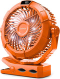Gaiatop Portable Camping Fan with LED Lantern, Clip on Fan for Tent | USB Rechargeable Battery Powered, 360° Adjustable Tilt, LED Digital Display, Up to 14H Runtime, Outdoor & RV Use by GAIATOP