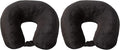 Wolf Essentials Adult Cozy Soft Microfiber Neck Pillow, Compact, Perfect for Plane or Car Travel, Black (Pack of 2) by WorldsBest