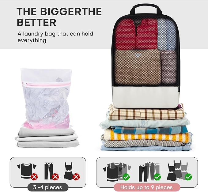 4 PCS Set Compression Packing Cubes for Travel, Lightweight Packaging Organizer Bags for Carry On Space Saving, Travel Essentials Cubes for Suitcase Backpack, Beige - Image 4