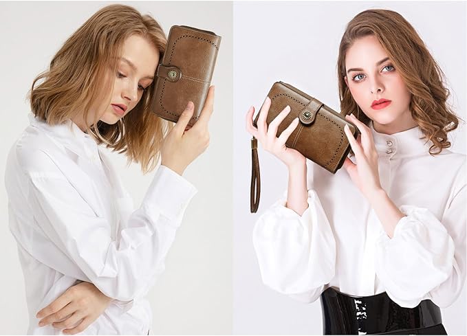 TFKGS Wallet for Women RFID Blocking Leather Large Capacity Card Holder Ladies Phone Clutch Travel Long Purse Wristlet | RFID Blocking - Image 6