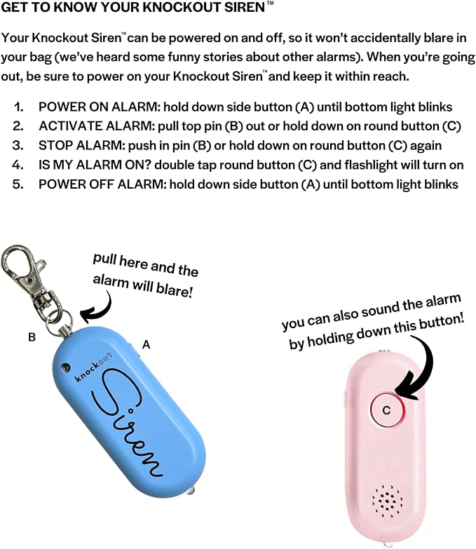 Knockout Siren - Teal - Personal Security Alarm Keychain - Rechargeable - Easy to Use - Super Loud - 130 DB - LED Flashlight - Emergency Safety Alarm for Women, Men, Children, Elderly - TSA Approved - Image 8