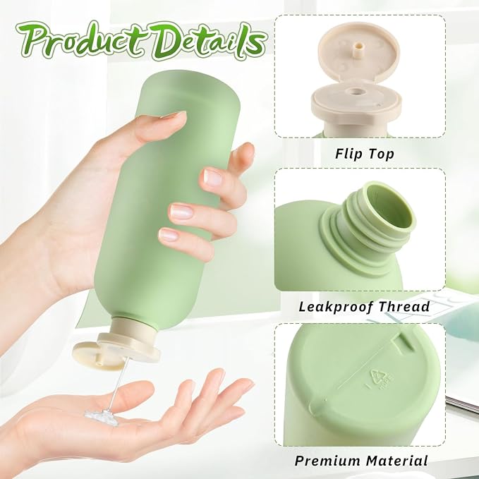 5 Pcs 400ml/13.5oz Squeeze Bottles Plastic Travel Lotion Bottles Refillable Containers with Flip Cap for Toiletries Creams Lotion Shampoo Conditioner - Image 3