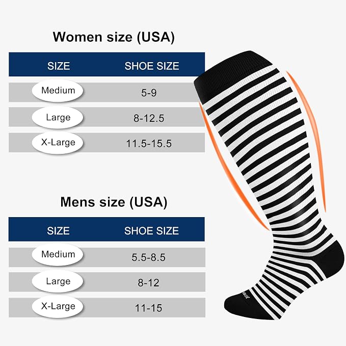 LEVSOX Plus Size Compression Socks Wide Calf Men&Women 20-30 mmhg Knee High Support Socks for Medical, Nurse, Diabetic - Image 2