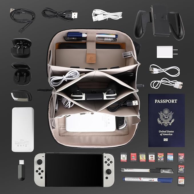simtoper Electronic Organizer Travel Case Bag for Cables, Switch, SD card, Passport and More – Ultimate Protection & Portability Waterproof (Black) - Image 3