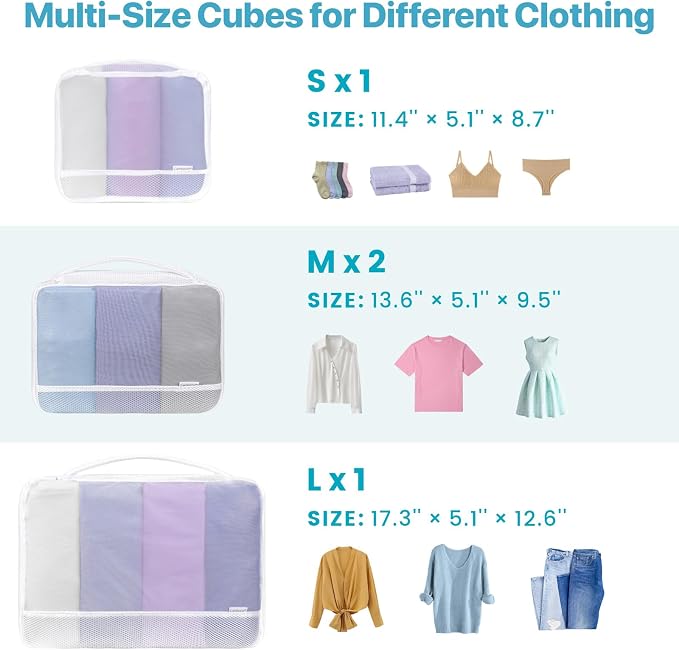 Cambond Mesh Packing Cubes for Travel Women - Lightweight Travel Bags Luggage Packing Organizer Travel Cubes for Suitcase with Handle - Image 2