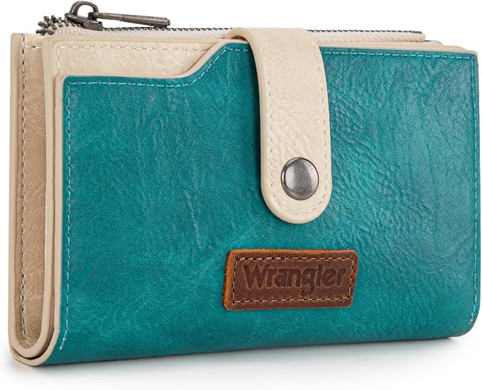 Wrangler Wallet for Women Bifold Card Holder with Zipper and ID Window - Image 4