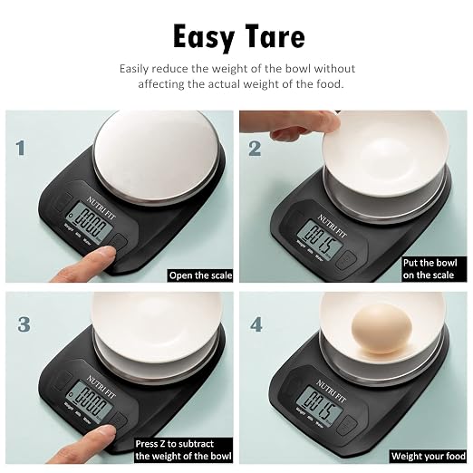 Digital Food Scale Small Kitchen Scales Weight in Grams Oz Black | Stainless Steel Panel, 1g Increment, Max 11lbs, Extra-Small Size, Smart Tare, Cooking Baking Weight Loss, Backlit LCD Display - Image 7