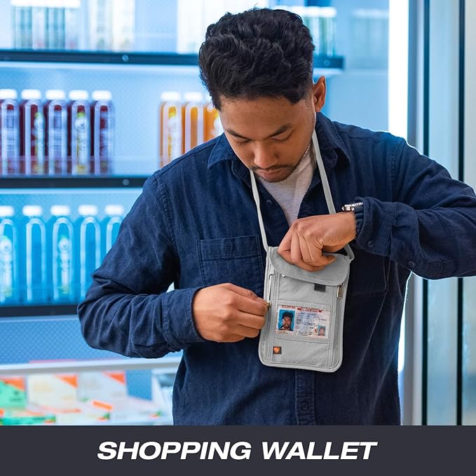 Lewis N. Clark Stash Neck Travel Wallet | RFID Blocking Passport Holder | Protect Personal Information | Gray - Image 6