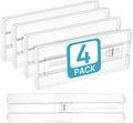 Vtopmart 4 Pack Drawer Dividers for Clothes, 4" High 10.2"-16.5" Adjustable Expandable Dresser Drawer Organizer, Clear Plastic Separators for Dresser, Baby Clothing, Underwear, Cosmetic, Toiletries | Expandable Dresser Drawer Organizer, Clear Plastic S... by Vtopmart