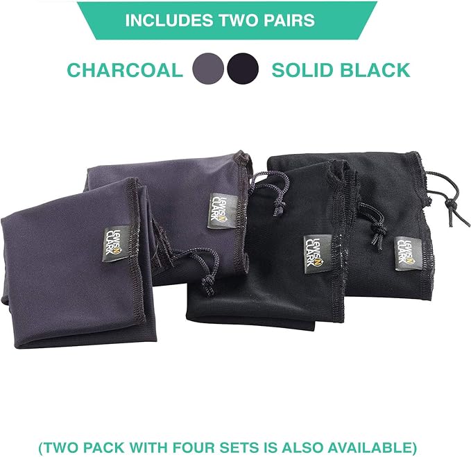 Lewis N. Clark Nylon Drawstring Shoe Bags, 2 Pairs of Durable Travel Shoe Bag for Packing in Suitcase, Washable Cover for Men and Women Shoes, Black/Charcoal, 2 Pairs - Image 3