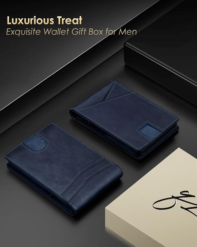 QLD Wallet for Men - RFID Blocking [Functional & Practical] Bifold Slim Minimalist Credit Card Holder Pop Up Metal Case with Cash Slot, Front Pocket with ID Window, Gift Boxed - Image 6