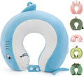 Kids Travel Neck Pillow for Ages 3-8, Memory Foam, Removable Cover, Shark | Machine washable, 13 in neck size, hidden zipper, 360-degree head and chin support, car seat and airplane use by NiuniuDaddy