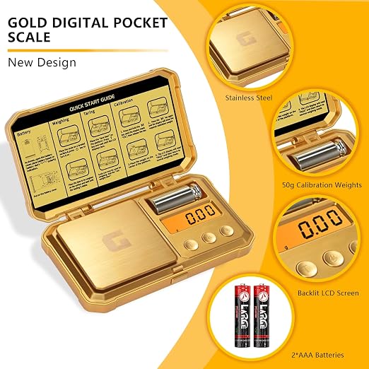 GRAM PRES Digital Pocket Gram Scale 300g x 0.01g Accuracy，with 50g Weights | Small Mini High Precision Gold Scale Digital Weight Grams And Oz For Jewelry,Diamond，Arrows, Powders And Medicine - Image 2