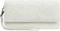 GOIACII Wristlet Wallets for Women RFID Blocking Western Clutch White | Embossed Leather, Vintage Design, Trifold, Large Billfolds, Ladies Purses with Zipper Coin Pocket by GOIACII