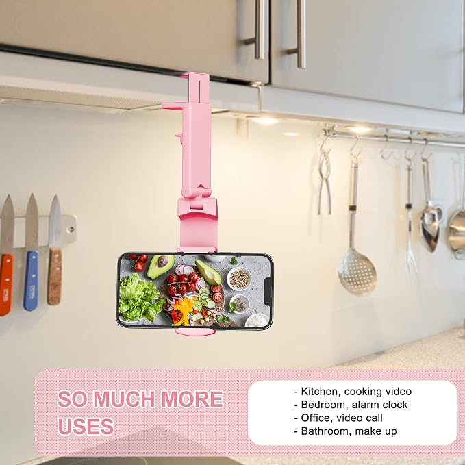 Perilogics Airplane Phone Holder Mount Universal in Flight Hands Free Viewing with Multi-Directional Dual 360 Degree Rotation (Black/Pink) - Image 4