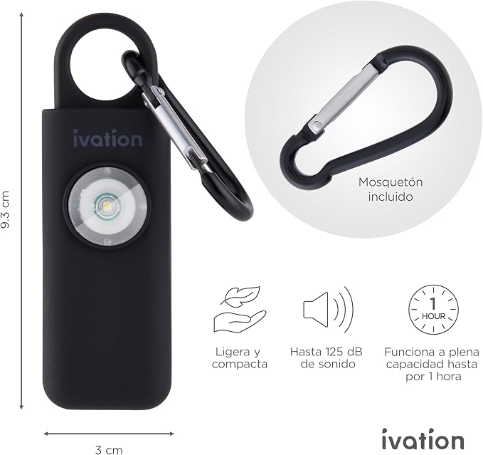 Ivation Personal SOS Alarm Keychain | Self-Defense Safety Siren & LED Panic Strobe Light with Carabiner Clip for Women, Children & Seniors | Pocket Size, Loud 125 dB Sound, Air Travel Friendly - Image 4