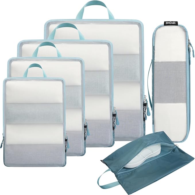 BAGAIL 6 Set Ultralight Compression Packing Cubes Packing Organizer for Travel Accessories Luggage Suitcase Backpack by BAGAIL