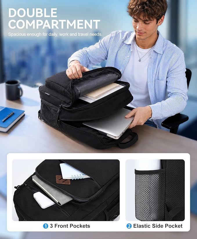 VASCHY Anti Theft Travel Backpack for Men & Women with RFID Blocking, 15.6in Laptop Backpacks, Bookbag for College, Work, Black - Image 6