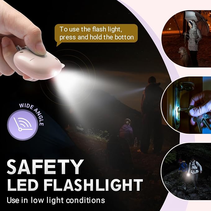 Safe Sound Personal Alarm, 130 dB Loud Siren Song Emergency Security Alarm Keychain with LED Light, Personal Sound Safety Siren for Women, Men, Children, Elderly(Rose Gold) - Image 3