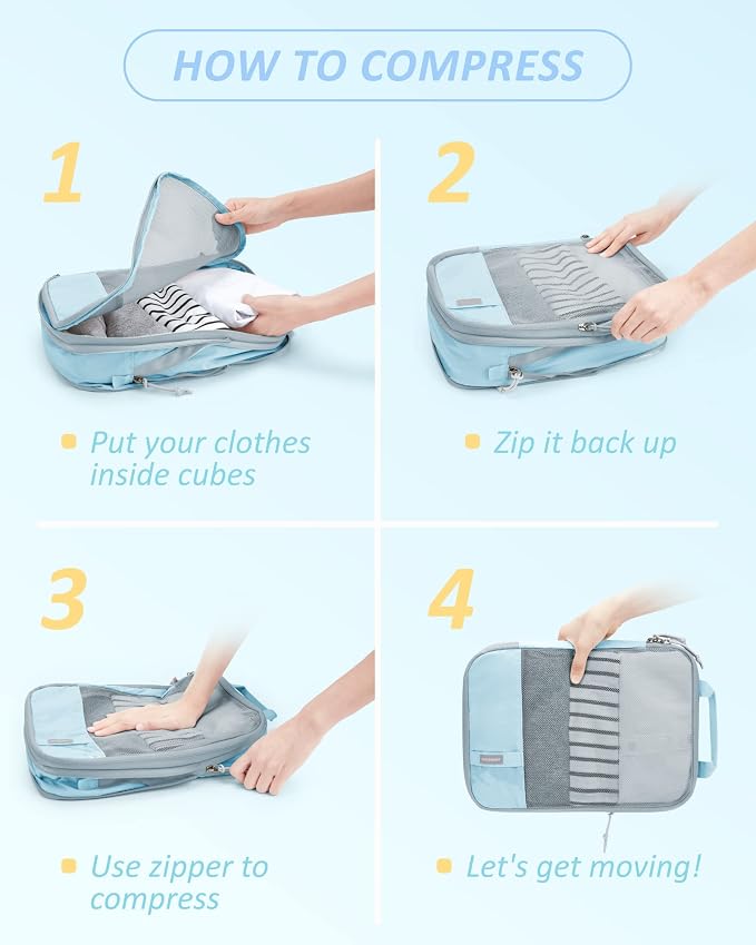 BAGSMART Compression Packing Cubes for Travel Essentials | 14 Set /6 Set /4 Set/2 Set, Lightweight, Durable - Image 6