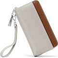 Moflycom Womens Wallet RFID Blocking Genuine Leather Zip Around Wallet Clutch Wristlet Travel Long Purse for Women by Moflycom