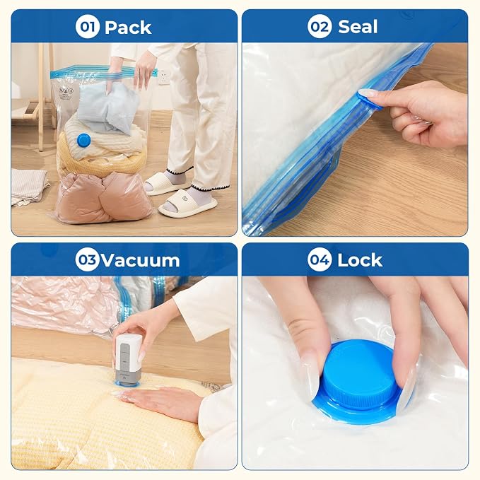 ETENWOLF 20 Large Vacuum Storage Bags for Travel with Wireless Pump | Vacuum Seal Bags for Clothing Travel, Compression Packing Bags for Clothes and Blankets, Space Saver Bags in Carry-On Sizes - Image 7