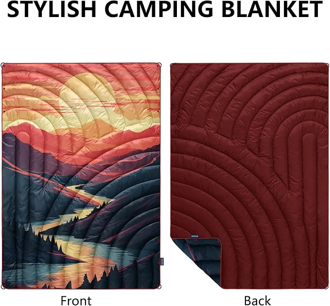 Puffy Camping Blanket,Large Camp Blanket Outdoor Camping Quilt Waterproof | Lightweight Printed Warm Packable Down Alternative Blanket for Camping,Traveling, Stadium, Hiking, Picnics - Image 2