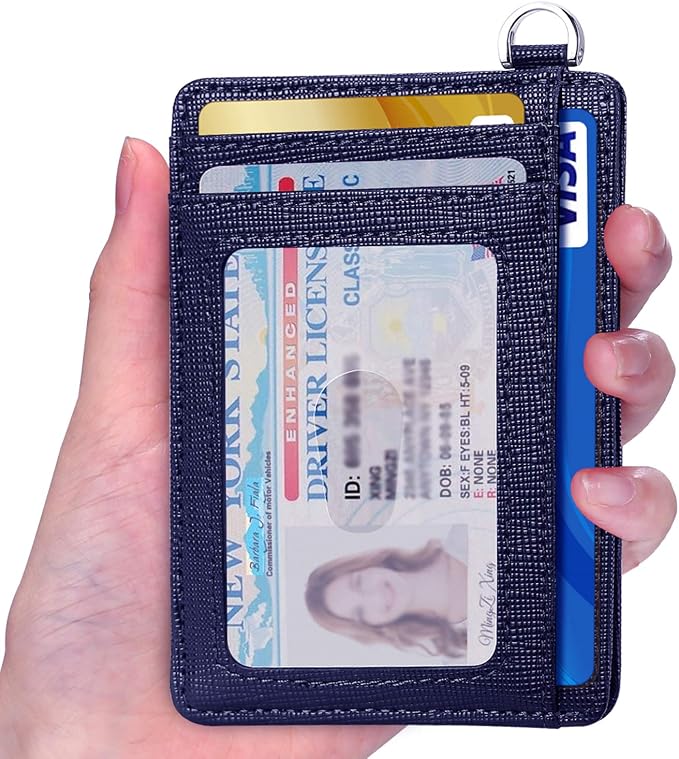 Slim Minimalist Front Pocket Wallet, RFID Blocking Credit Card Holder Wallet with Detachable D-Shackle for Men Women - Image 2
