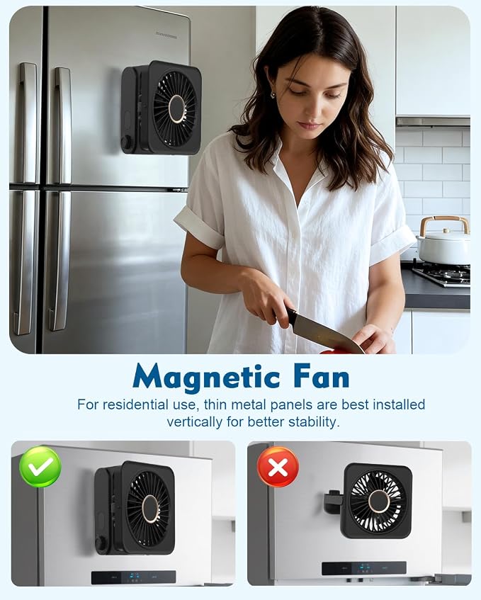 Magnetic Cruise Desk Mini Fan, 4000mAh Ultra-Slim Travel Fan Rechargeable, 0-100 Speeds, 150° Adjustable Portable Fan for Ship Cabin, Bedroom Sleeping, Camping, Travel & Cruise Essentials 2026, Black - Image 9