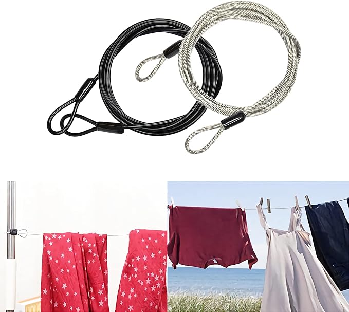 100CM/3.3ft 3mm Outdoor Travel Security Cable Lock,Braided Steel Coated Safety Cable Luggage Lock,Safety Cable Wire Rope Double Loop Lightweight GOMRQING (2 Pack) - Image 5