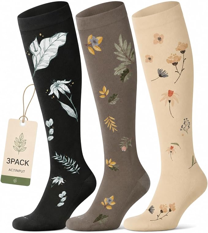 ACTINPUT Compression Socks for Women&Men 15-20mmHg Medical Knee High Support for Seniors,Pregnancy,Flight,Nurse&Circulation by ACTINPUT