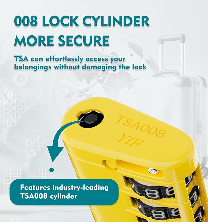 ANVIL TSA Approved Luggage Locks with Search Alert Indicator, 4-Digit Combination Suitcase Lock, Advanced TSA008 Core Heavy Duty Anti-Theft Travel Lock for Double Zippers, Backpacks - Image 2