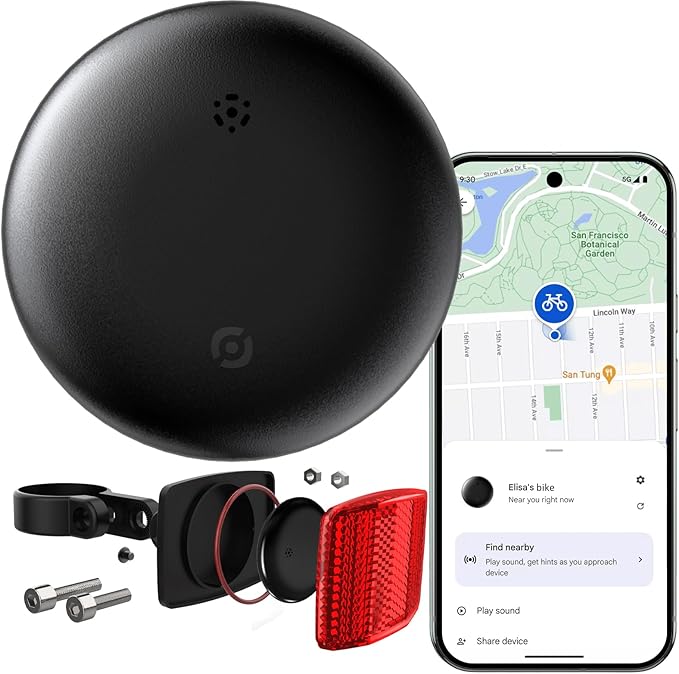 Bike Tracker for Android, Android Airtag Compatible with Google Find My Device App, Replaceable Battery Item Finder, Tracker Tag for Keys, Suitcase, Backpack, Wallet, Luggage (for Bike) by PerfiPro