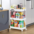 SOLEJAZZ 3 Tier Slim Rolling Storage Cart Organizer with Wheels, White | Utility cart for bathroom, laundry, bedside, dorm&narrow spaces. Fits craft, nail, makeup, snack, art, diaper&baby essentials by SOLEJAZZ
