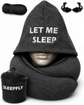 sleepfly Travel Neck Pillow with Hood – Travel Essentials Kit : Neck Pillow, Eye Mask & Silicone Earplugs – Ergonomic Memory Foam Neck Support for Airplane, Car and Train by Unknown