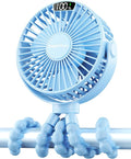 SWEETFULL Portable Stroller Fan with LED Display, 4 Speed Rechargeable Mini Clip On Fan,Built-in Non-Removable Rechargeable Battery，Sealed housing by SWEETFULL
