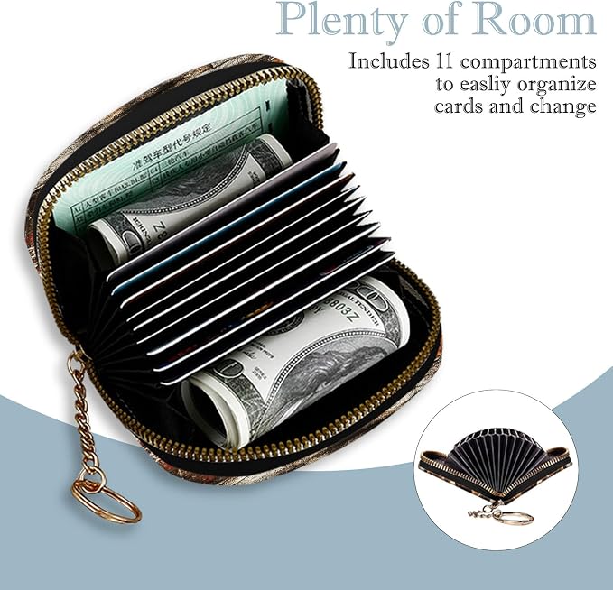 Women's Slim RFID Wallet – Compact Leather Card Holder Wallet for Women, 9 Card Slots RFID Blocking Credit Card Organizer, Small Travel Wallet - American Flag and Deer - Image 3