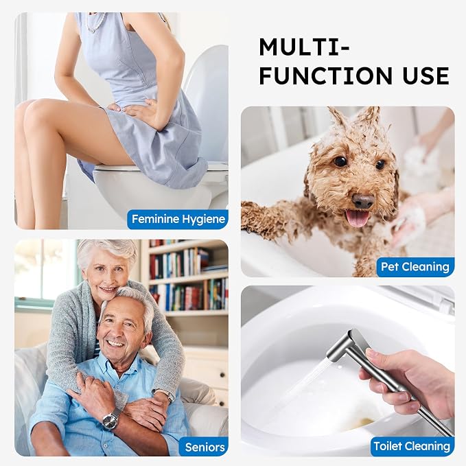 Arofa Built-in Hot and Cold Bidet Sprayer for Toilet, Hands-Free Control | Wall-Mounted Design, Dual Control Modes, Leak-Free Bidet Hose, Feminine/Baby/Pet Wash, Cloth Clean & Rinse, Stainless Steel - Image 6