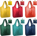 BeeGreen Foldable Travel Bag Reusable Shopping Bags for Groceries - 6 Pack Large Collapsible Bags - Lightweight Machine Washable Tote Bags - Colorful Kitchen Grocery Bags (Red, Orange, Green)​ by BeeGreen