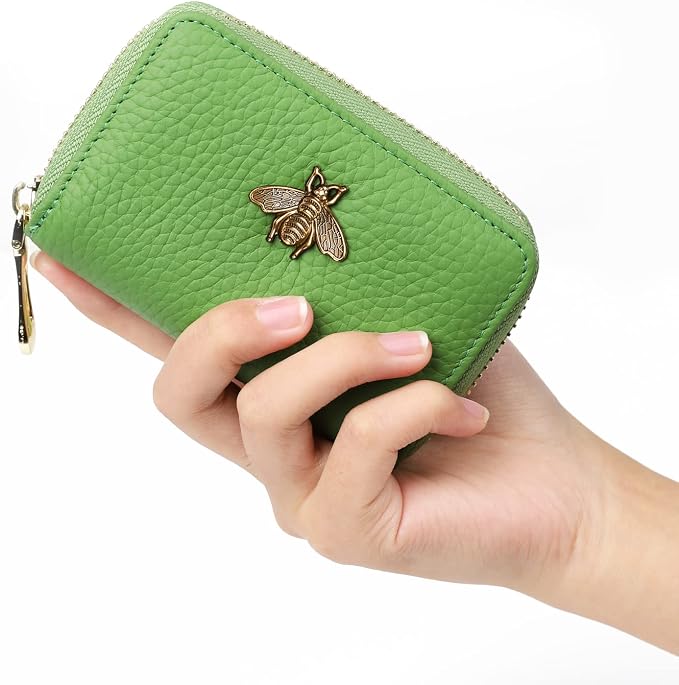 imeetu RFID Credit Card Holder, Small Card Wallet Women, Leather Card Case | Genuine Leather Women's Card & id Cases, Change Coin Purse with Zipper Keychain id Window, 20 Colors & 3 Styles, Daily, Gifts - Image 2