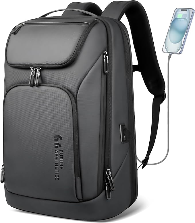 hk Business Smart Backpack for Men Anti-Theft for 17.3 Inch Laptop | with USB Charging Port Water-Resistant Large Durable Compact 30L for Travel College Work by hkbag