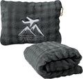 Travel Blanket and Pillow-2-in-1, Ultra-Soft&Compact, One-Piece Airplane Blanket with Hand Luggage Belt and Backpack Clip,Travelers Accessories Gifts, 61x43 Inches (Dark Grey) by Unknown