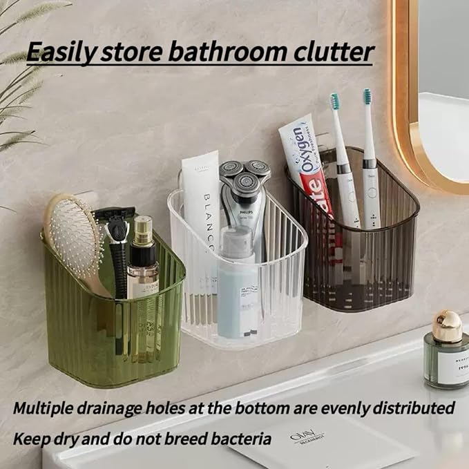 6Pack small Wall Mount Organizer, Adhesive Cabinet Door Storage Bins, Clear Makeup Container, Stackable Organizer Basket for Kitchen, Bathroom, rv, Pantry, Office，Refrigerator Small Items storage - Image 5