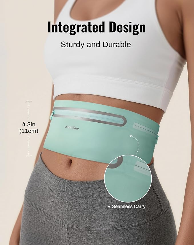 Running Belt for Women & Men-Ultra Light Slim Running Belts | Water-Resistant Phone Holder, 7 Pockets, Adjustable Waist Strap & Reflective Safety for Running, Hiking & Fitness - Image 2